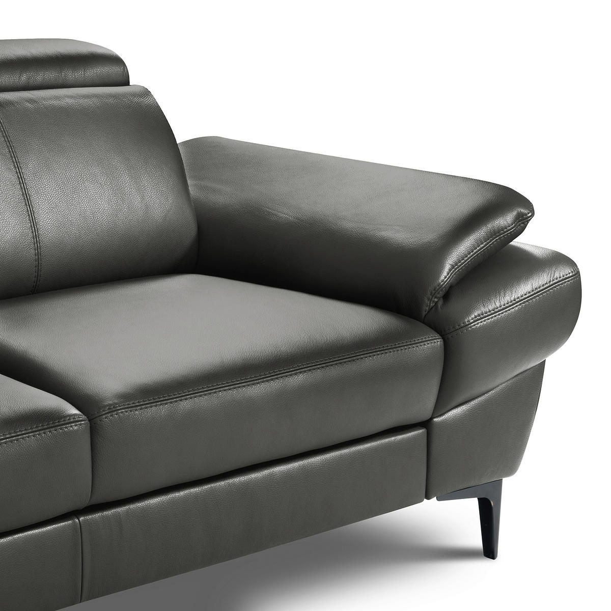ECKSOFA  in Lederlook Echtleder Anthrazit  - Anthrazit/Schwarz, Design, Leder/Textil (211/264cm) - Livetastic