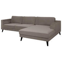 ECKSOFA in Velours Taupe  - Taupe/Wengefarben, Modern, Holz/Textil (277/167cm) - Trendmanufaktur
