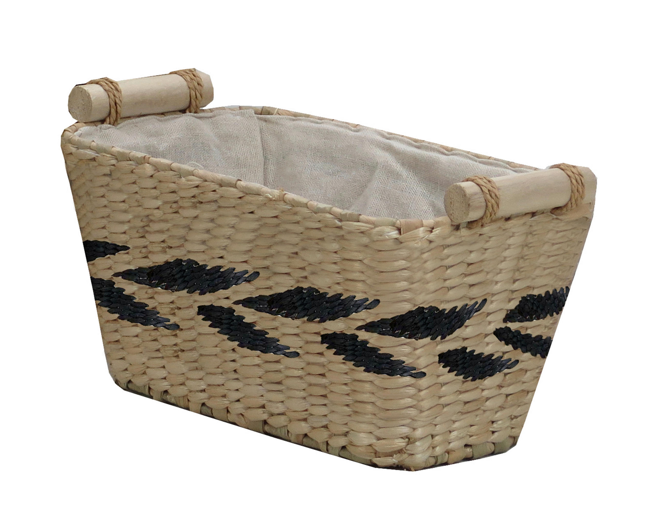REGALKORB 28/16/14-16 cm   - Beige/Schwarz, LIFESTYLE, Holz/Textil (28/16/14-16cm) - Landscape
