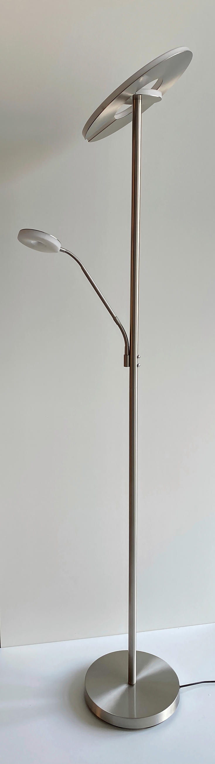 LED-STEHLEUCHTE - Weiss/Nickelfarben, Design, Metall (35/180cm) - Fischer & Honsel