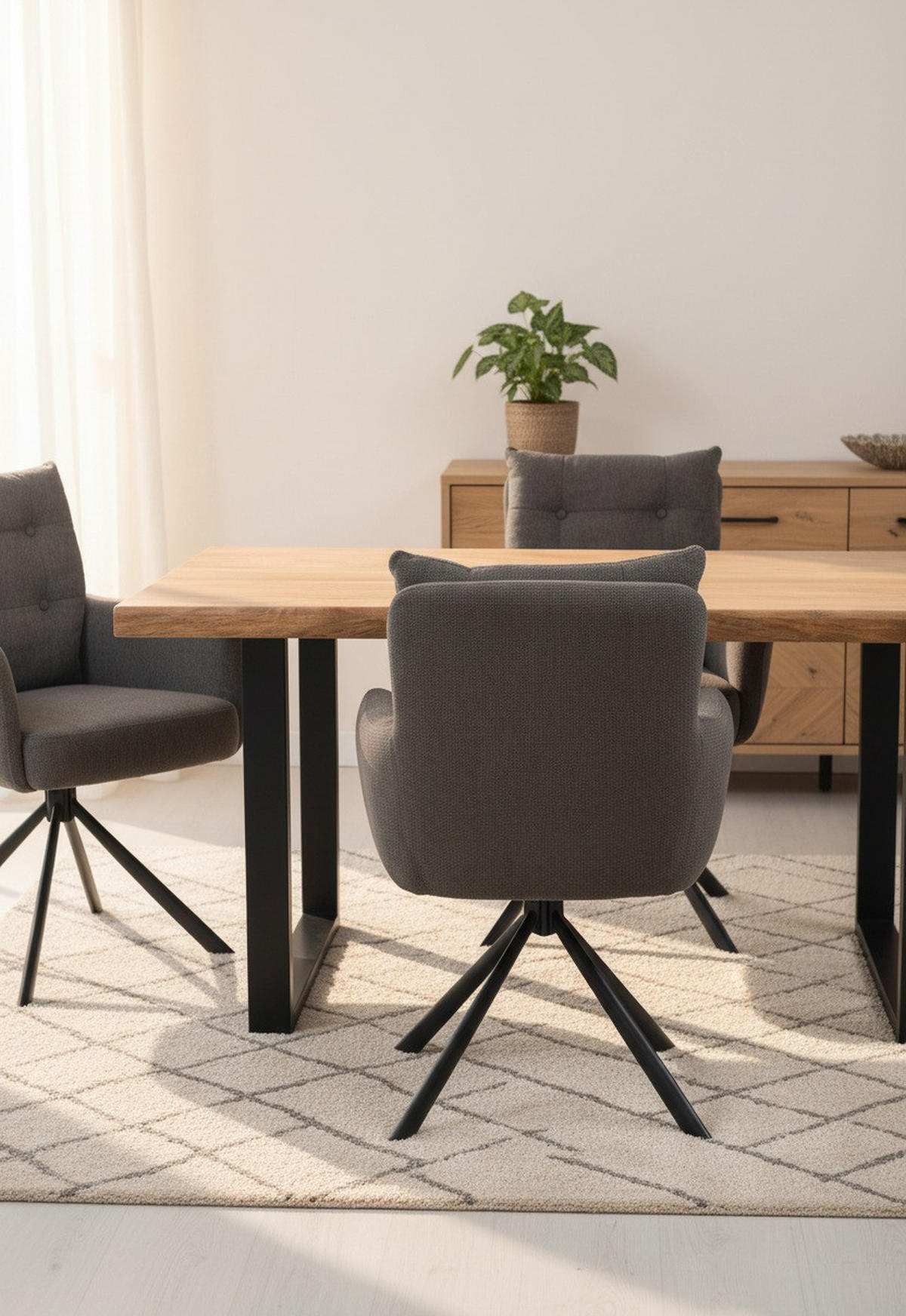 Armlehnstuhl Lina anthrazit  in Eisen  - Dunkelgrau/Anthrazit, KONVENTIONELL, Textil/Metall (60/95/67cm) - MID.YOU