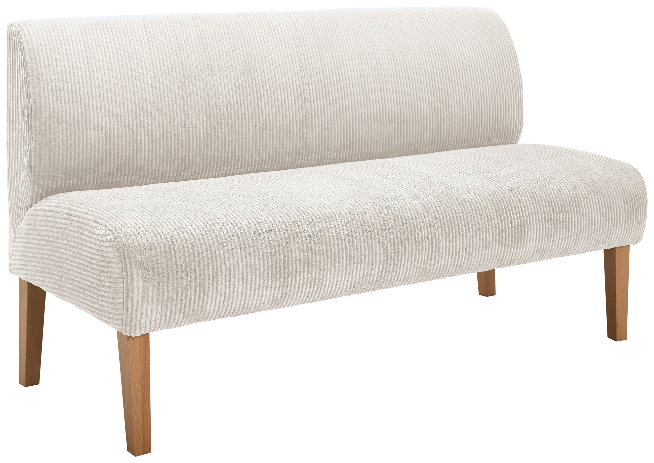 SITZBANK 163/88/75 cm Cord Beige Buche massiv  - Beige/Buchefarben, KONVENTIONELL, Holz/Textil (163/88/75cm) - home24