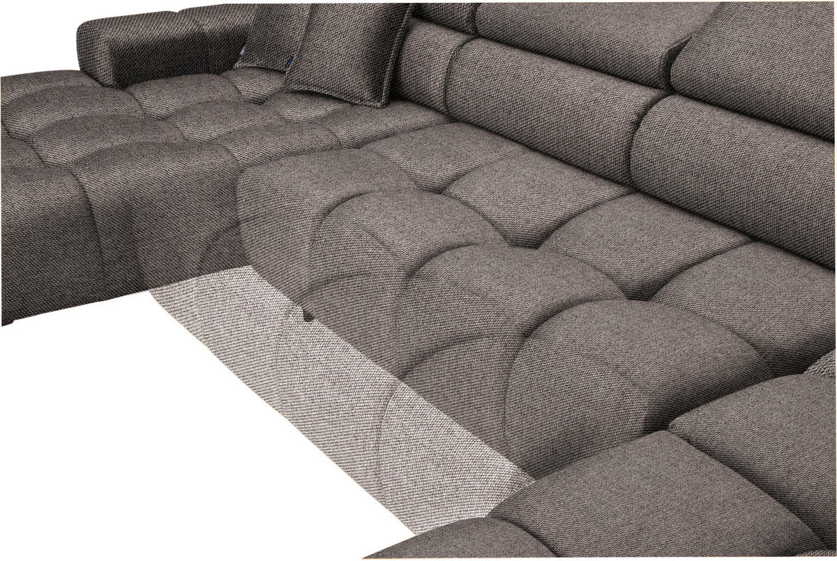 WOHNLANDSCHAFT in Webstoff Greige  - Greige/Schwarz, Design, Textil/Metall (177/385/216cm) - Welnova