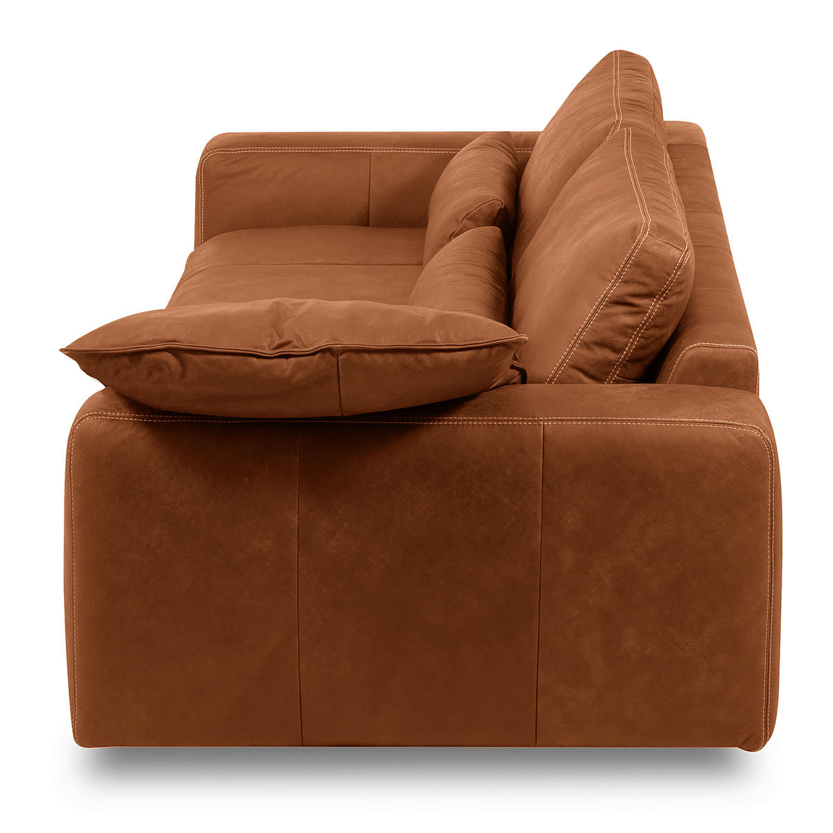 3-SITZER-SOFA  in Echtleder Karamell   - Beige/Karamell, Design, Leder/Kunststoff (300/85/123cm) - Livetastic