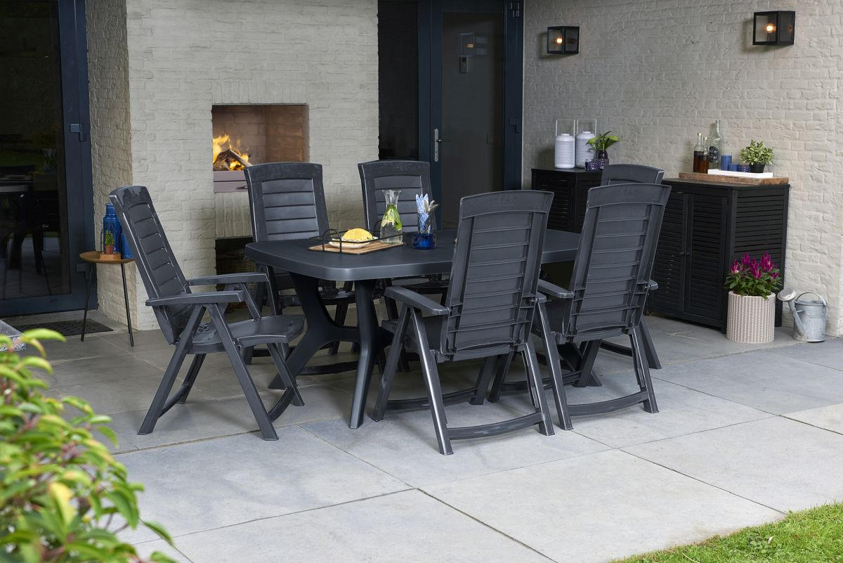 GARTENSESSEL-SET Kunststoff Graphitfarben  - Graphitfarben, KONVENTIONELL, Kunststoff (72/110/61cm) - Ambia Garden