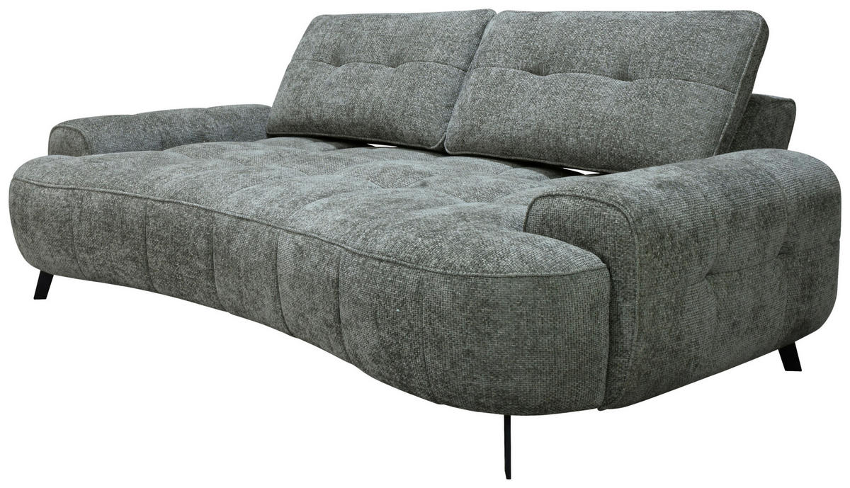 2-SITZER-SOFA Chenille Grau  - Schwarz/Grau, Design, Kunststoff/Textil (230/84/104/111/122cm) - Livetastic