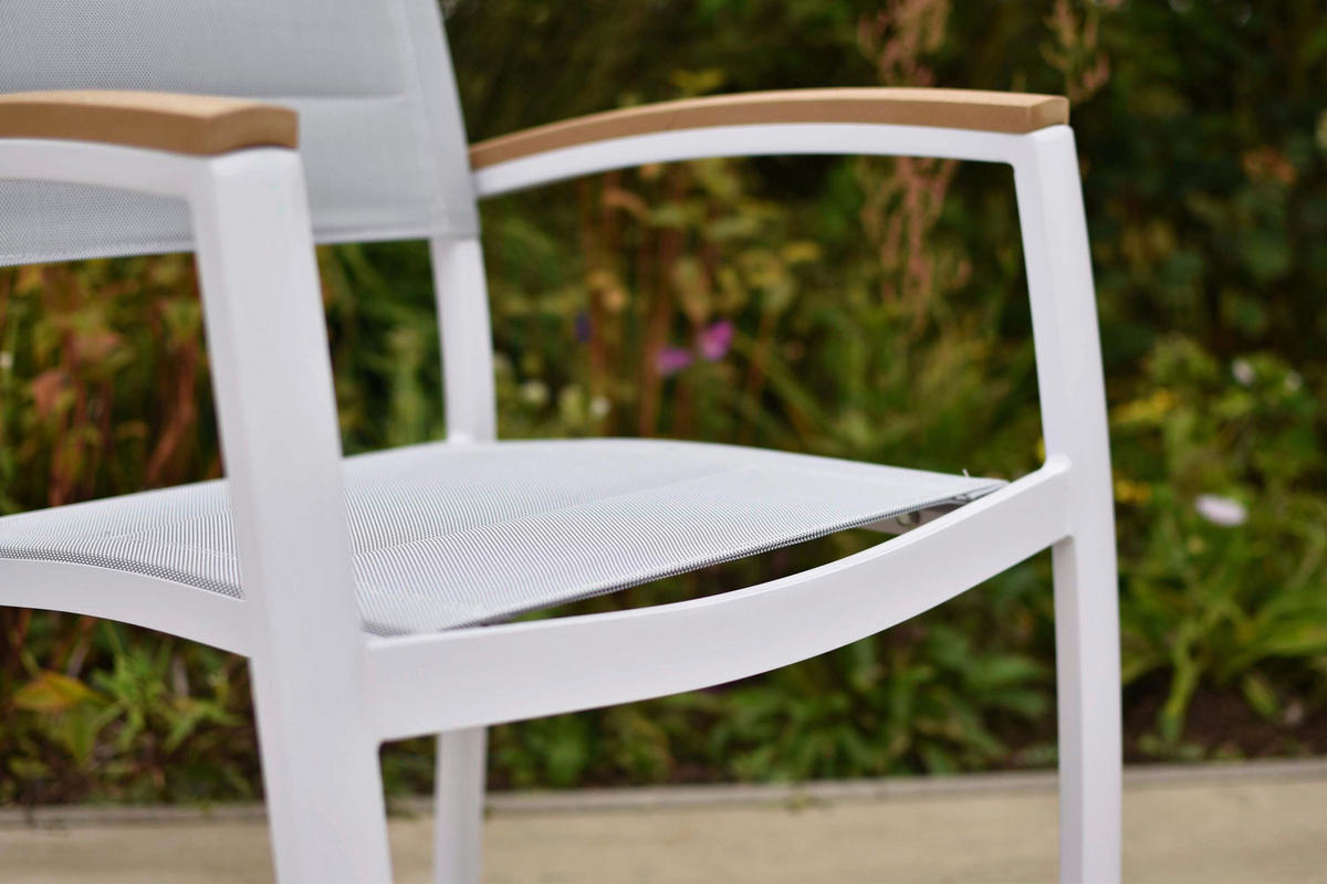 GARTENSTUHL-SET Aluminium Grau, Naturfarben, Weiß  - Naturfarben/Weiß, KONVENTIONELL, Kunststoff/Textil (56/90/64cm) - Gardenson