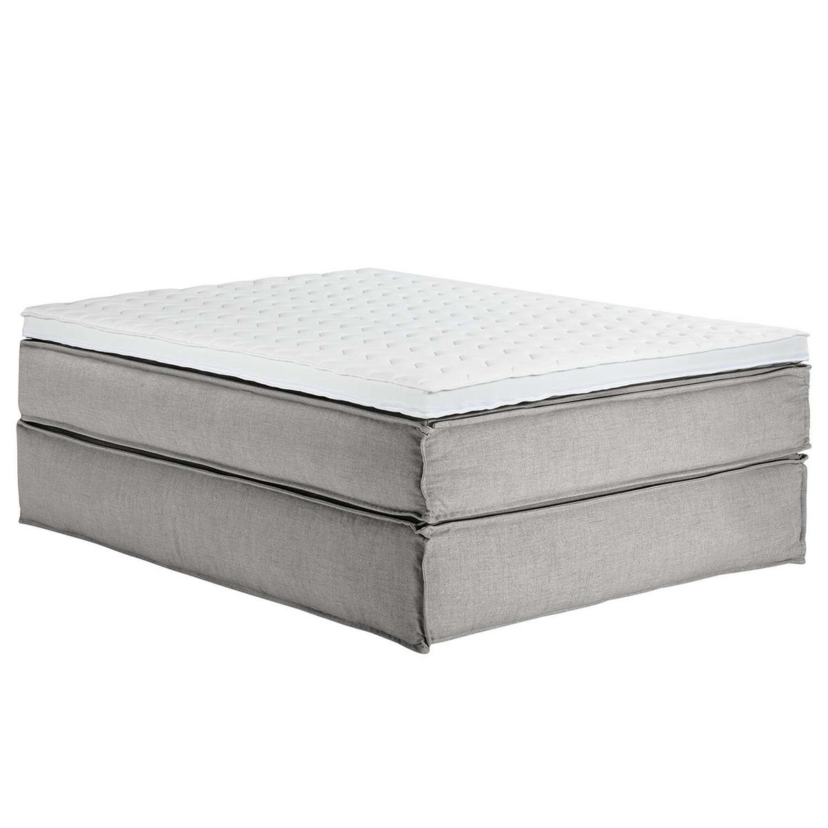 BOXSPRINGBETT 140/200 cm  in Hellgrau  - Hellgrau/Schwarz, Design, Textil (140/200cm) - home24