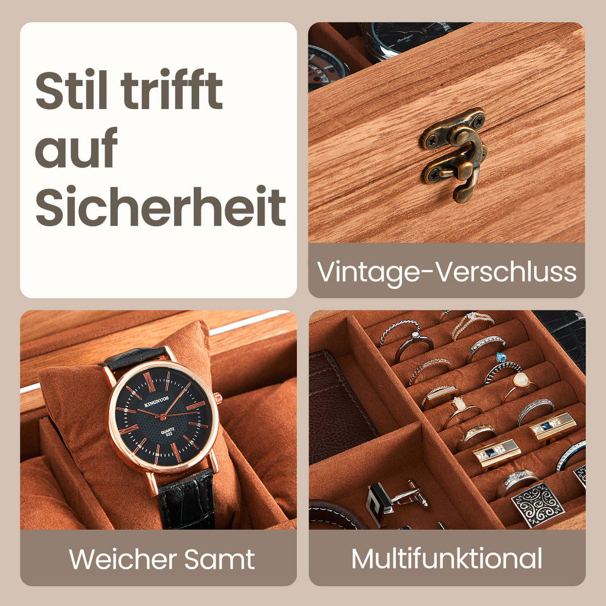 UHRENBOX - Braun, Basics, Holz/Metall (27/12,5/19cm)