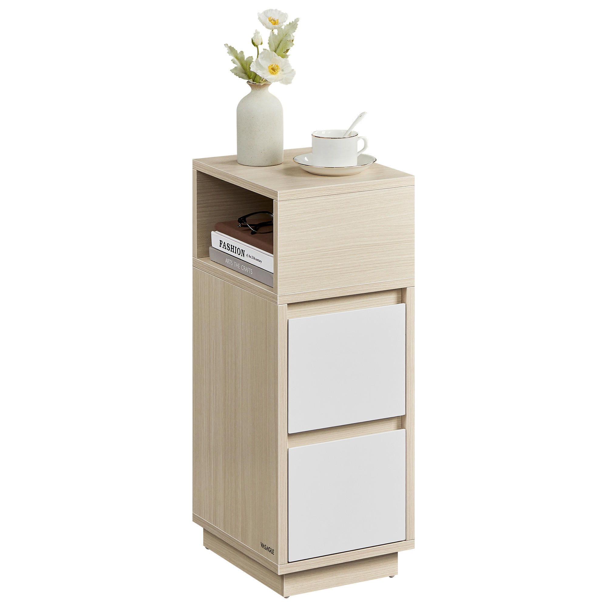 NACHTKÄSTCHEN 25/65/30 cm  in Weiß, Beigebraun  - Beigebraun/Weiß, KONVENTIONELL, Holzwerkstoff (25/65/30cm) - Boxxx