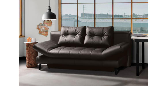 SCHLAFSOFA in Echtleder Braun  - Schwarz/Braun, Design, Leder/Metall (209/94/94cm) - Novel