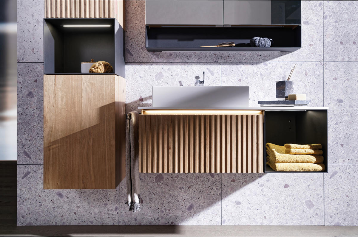 BADEZIMMER  in 96 cm  - Wildeiche/Weiss, Natur, Holz (96cm) - Voglauer