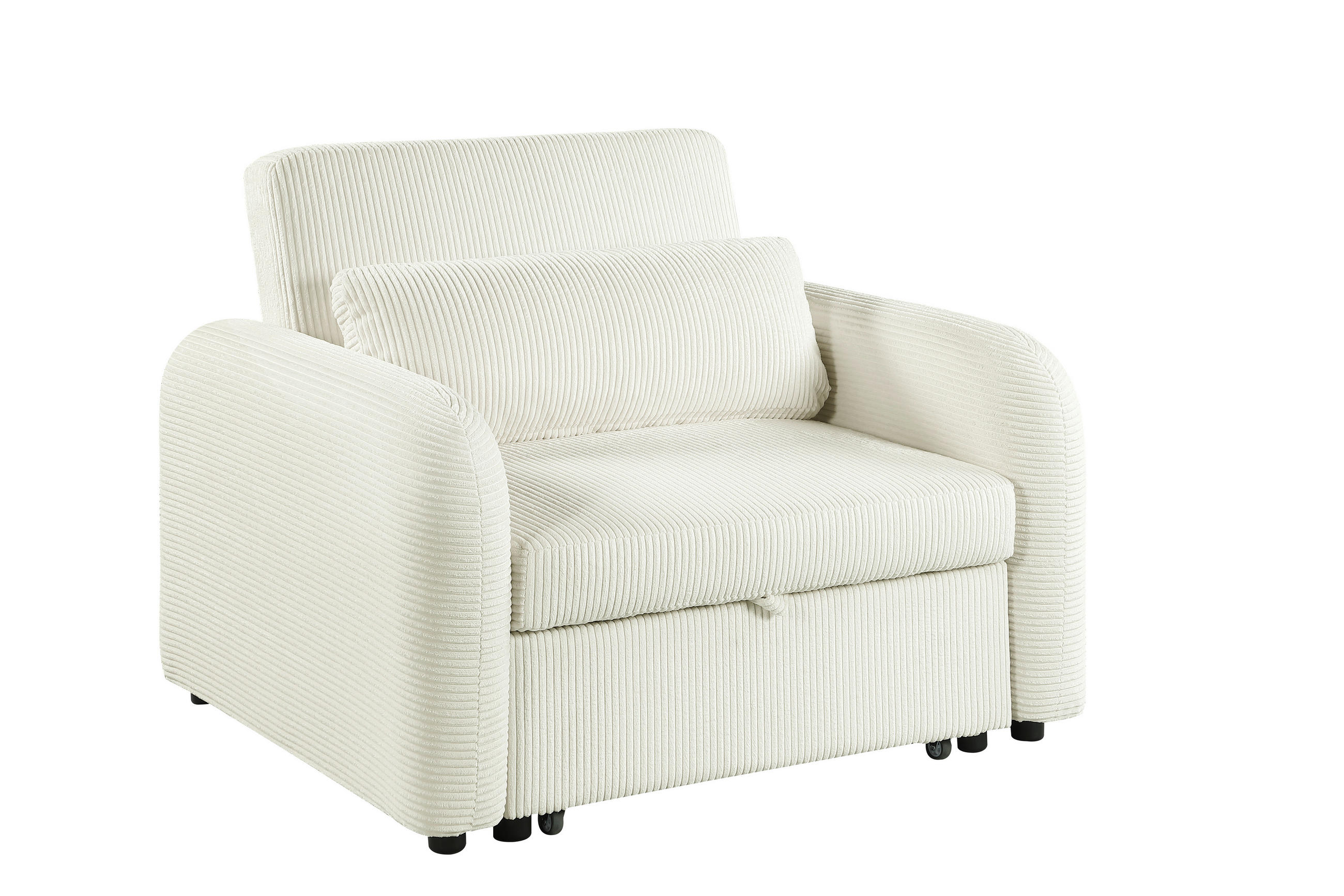 SCHLAFSESSEL PIANA Cord Creme Liegefunktion  - Creme/Schwarz, Design, Kunststoff/Textil (108/86/90cm) - MID.YOU
