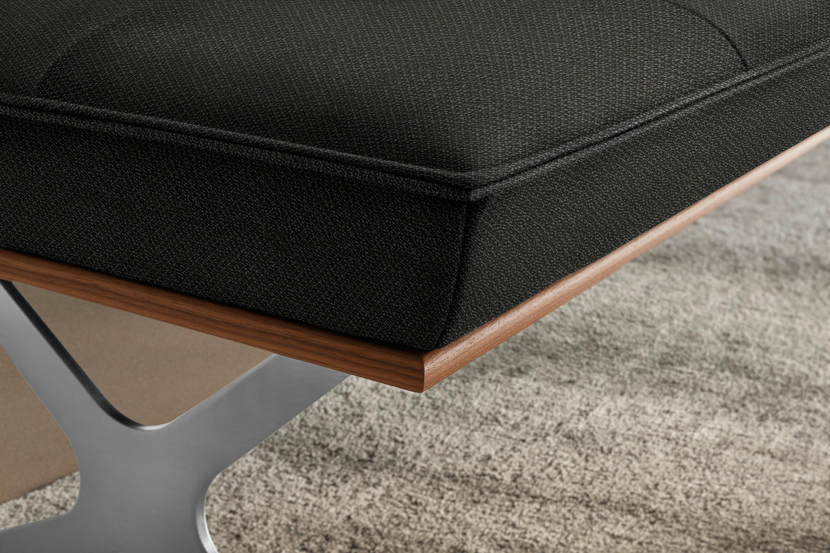 SITZBANK in Holz, Textil Anthrazit, Nussbaumfarben, Nickelfarben  - Edelstahlfarben/Anthrazit, Design, Holz/Textil (214/88/66cm) - Koinor