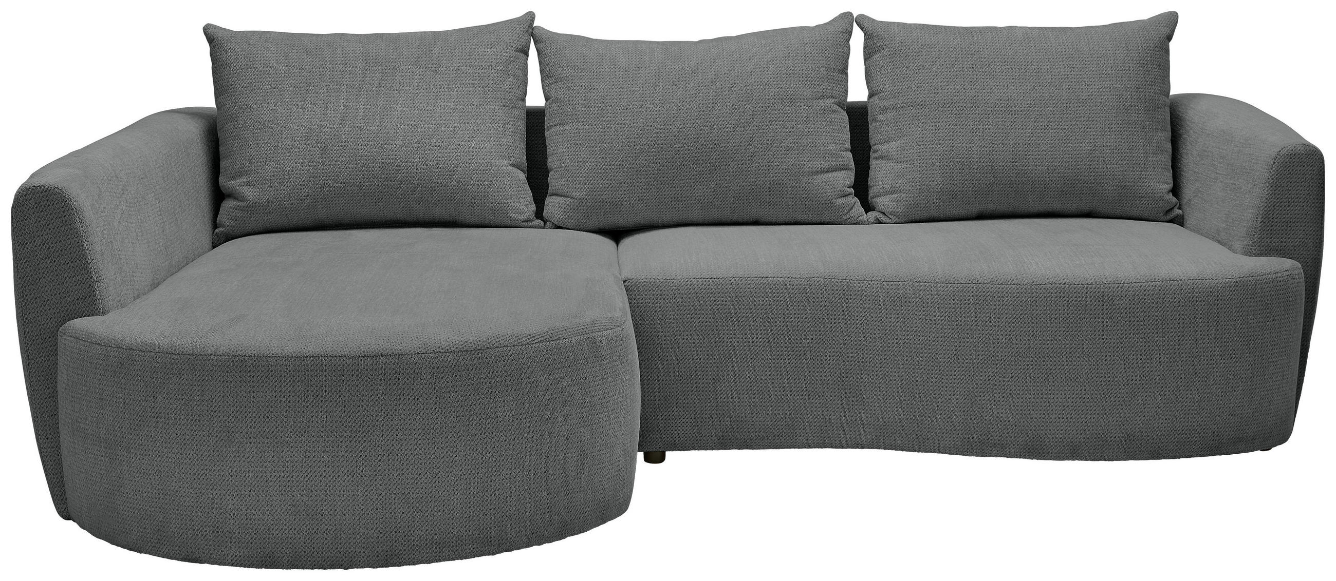 ECKSOFA in Chenille Dunkelgrau  - Dunkelgrau/Schwarz, MODERN, Kunststoff/Textil (179/287cm) - Carryhome