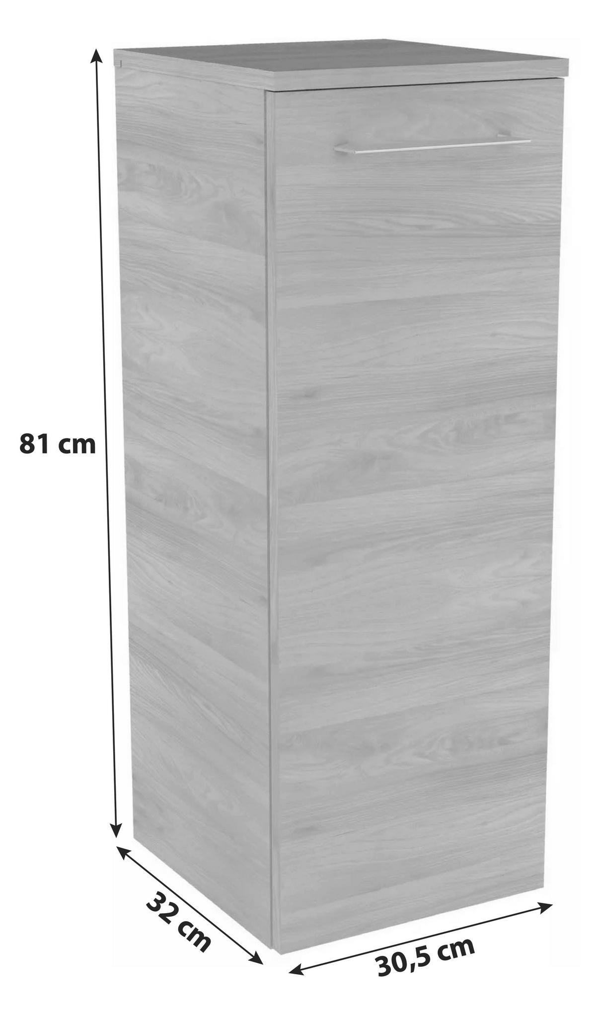 UNTERSCHRANK 30,5/81/32 cm   - Chromfarben/Eschefarben, MODERN, Glas/Holzwerkstoff (30,5/81/32cm) - MID.YOU