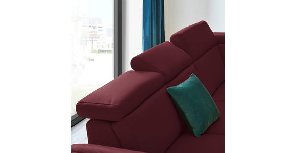 ECKSOFA in Echtleder Weinrot  - Weinrot/Schwarz, Design, Leder/Metall (285/239cm) - Cantus