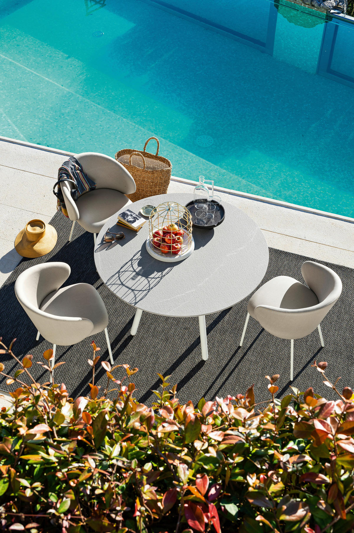 GARTENSTUHL-SET Edelstahl Weiß, Sandfarben  - Sandfarben/Weiß, Basics, Textil/Metall (55/76/56cm) - Connubia 