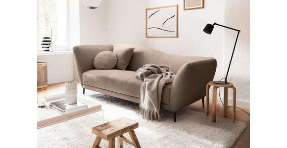 RÉCAMIERE Taupe Chenille Zierkissen, Rücken echt  - Taupe/Schwarz, KONVENTIONELL, Textil/Metall (224/70/97cm) - Hom`in