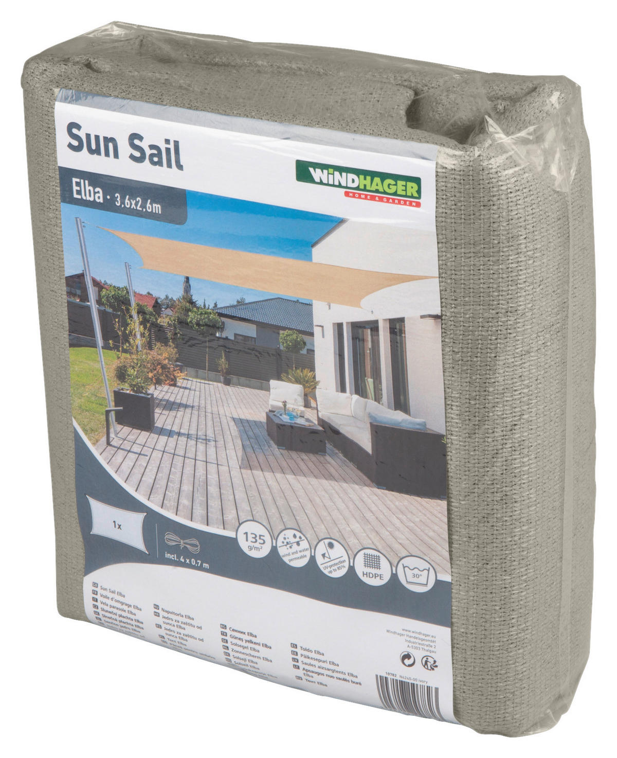 ZAHRADNÍ PLACHTA PROTI SLUNCI 260/360 cm - béžová, Basics, textil (260/360cm)