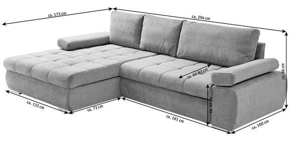 ECKSOFA in Flachgewebe Petrol  - Chromfarben/Petrol, Design, Kunststoff/Textil (173/294cm) - Carryhome