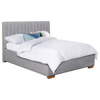 PAT TAPIȚAT 180x200 cm  in gri  - culoare lemn stejar/gri, Basics, lemn/textil (191/110/220cm) - Carryhome
