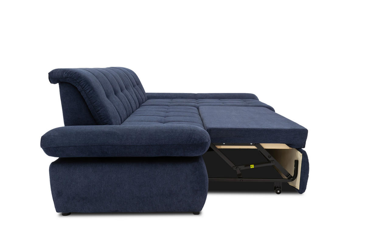ECKSOFA Dunkelblau Mikrofaser  - Chromfarben/Dunkelblau, KONVENTIONELL, Textil/Metall (300/172cm) - MID.YOU