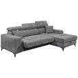 ECKSOFA Anthrazit Chenille Zierkissen, Bettkasten, Rücken echt, Kopfteilverstellung, Sitztiefenverstellung  - Anthrazit/Schwarz, KONVENTIONELL, Kunststoff/Textil (268/172cm) - Carryhome