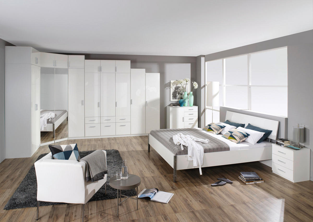 DREHTÜRENSCHRANK  in Weiß, Weiß Hochglanz  - Weiß Hochglanz/Alufarben, Design, Holzwerkstoff/Kunststoff (91/197/54cm) - Carryhome
