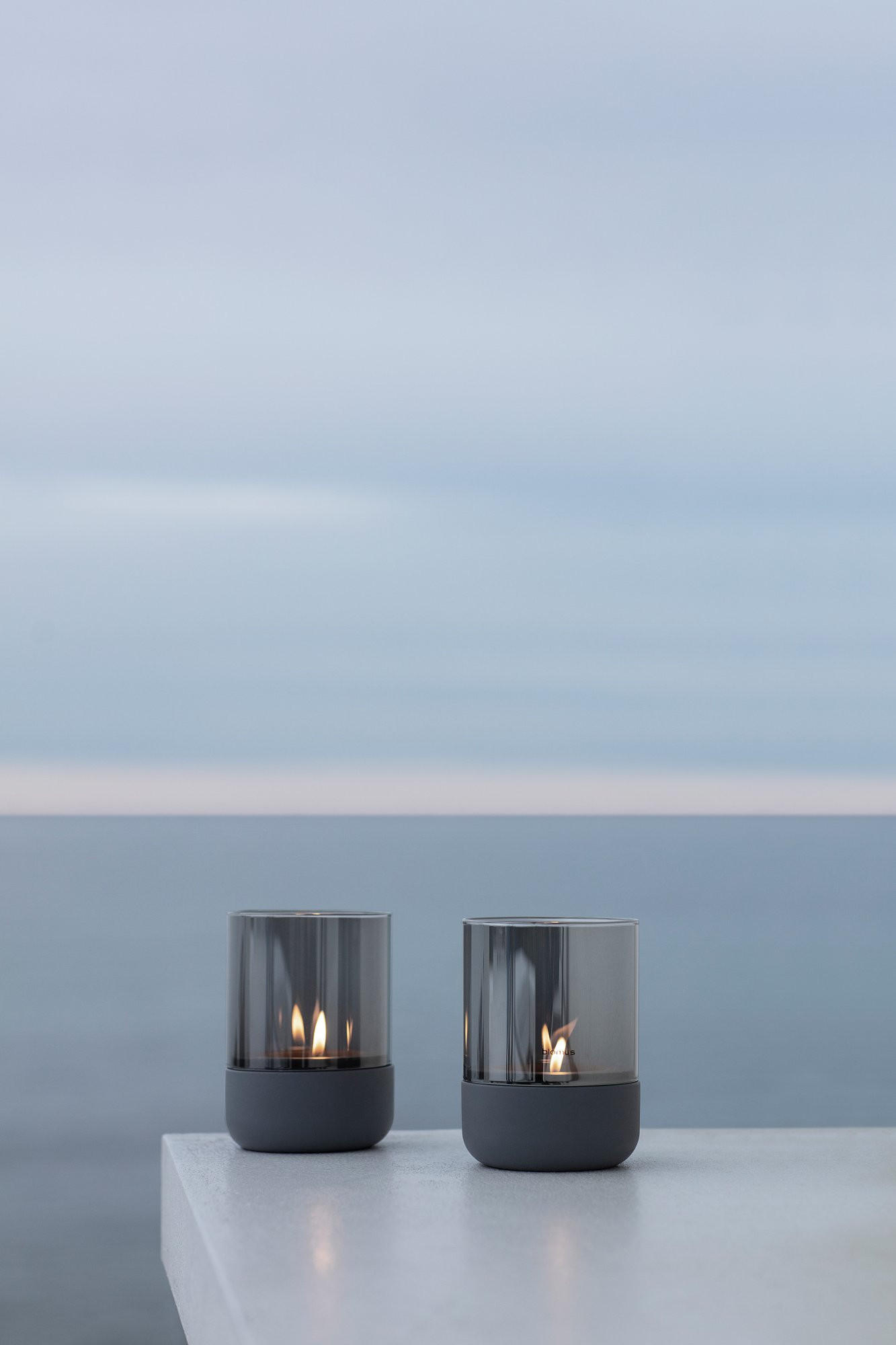 WINDLICHTSET Dunkelgrau 7,2/9,5 cm  - Dunkelgrau, Glas/Stein (7,2/9,5cm) - Blomus