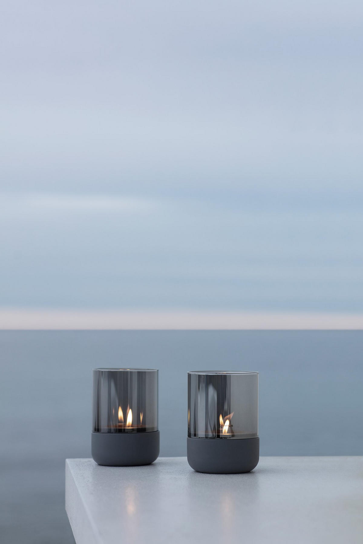 WINDLICHTSET Dunkelgrau 7,2/9,5 cm  - Dunkelgrau, Glas/Stein (7,2/9,5cm) - Blomus