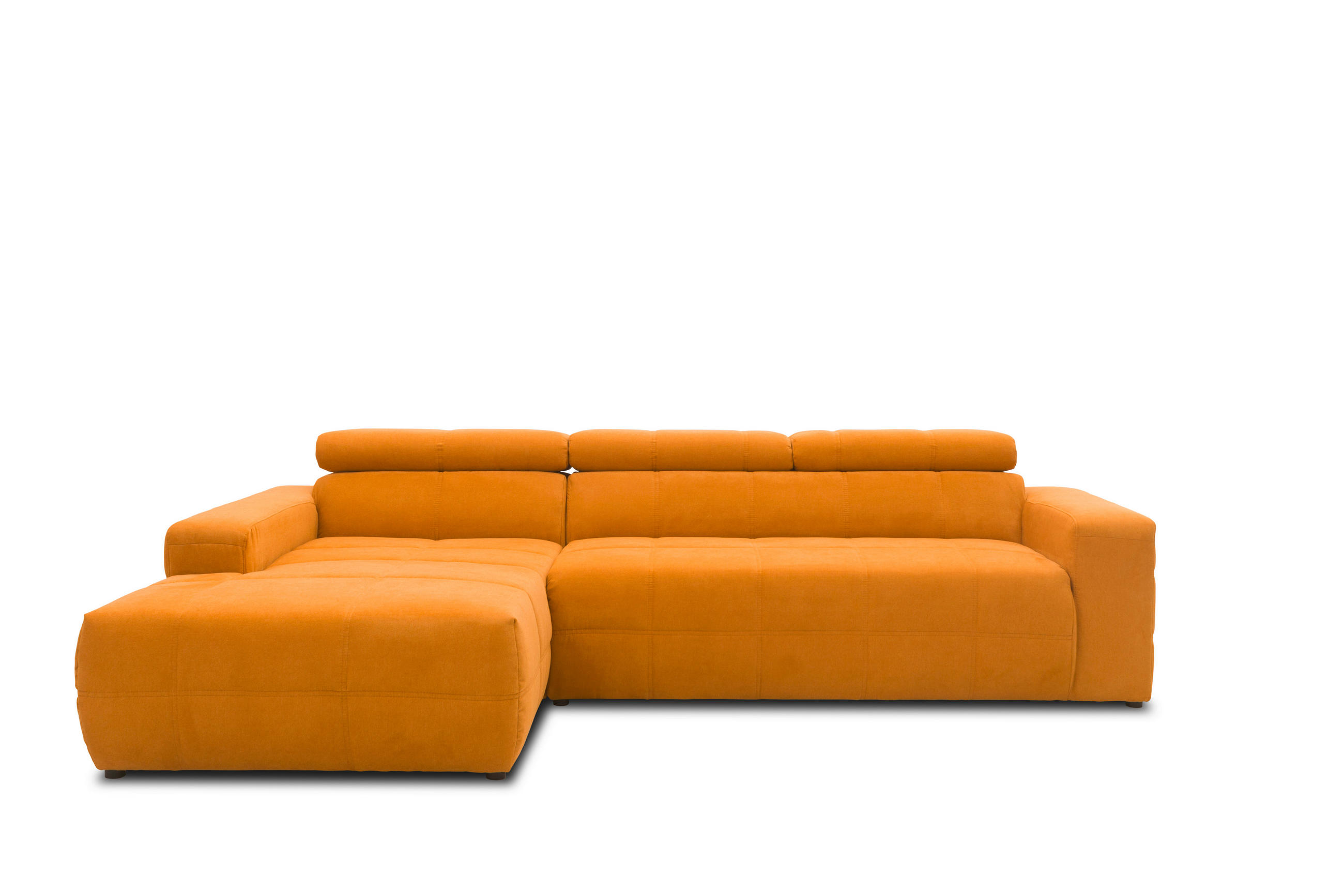 ECKSOFA Orange Mikrofaser - Schwarz/Orange, Design, Kunststoff/Textil (175/285cm) - MID.YOU