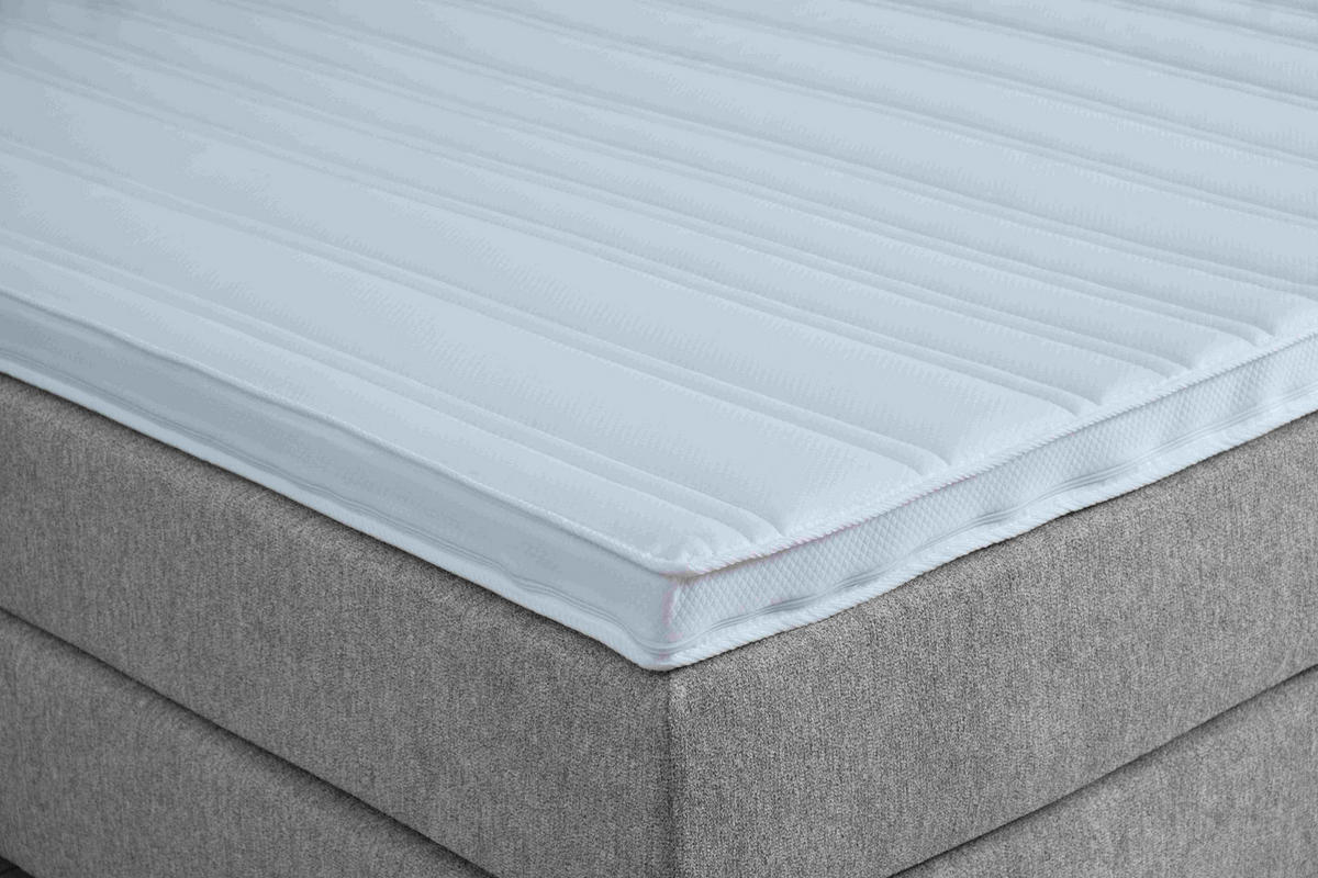 BOXSPRINGBETT 220/200 cm  in Hellgrau  - Hellgrau/Schwarz, Lifestyle, Holz/Textil (220/200cm) - home24