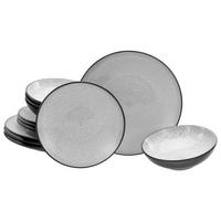TAFELSERVICE Malmö 12-teilig  - Grauweiß/Schwarz, Basics, Keramik - Creatable