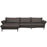 ECKSOFA Valdera in Echtleder Dunkelgrau  172/334 cm  - Dunkelgrau/Schwarz, Design, Leder/Metall (172/334cm) - Valdera