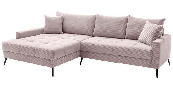ECKSOFA  in Cord Rosa  173/280 cm  - Schwarz/Rosa, KONVENTIONELL, Textil/Metall (173/280cm) - Hom`in