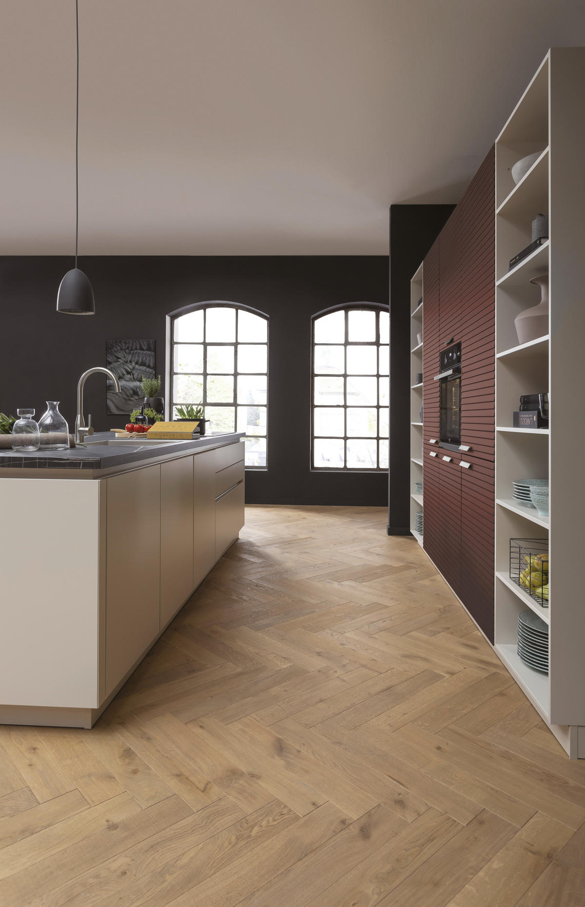 EINBAUKÜCHE   - Rot, Design, Holzwerkstoff - Novel