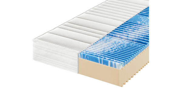 GELSCHAUMMATRATZE 90/200 cm, Höhe ca.: 20 cm, H3 = fest, 7-Zonen - Weiß, Basics, Textil (90/200cm) - Sleeptex