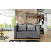 SCHLAFSOFA Samt Grau, Hellgrau  - Hellgrau/Schwarz, Design, Kunststoff/Textil (132/62/70cm) - P & B