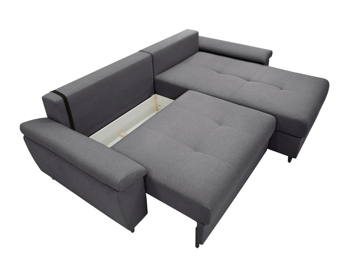 ECKSOFA GORDES in Grau  - Schwarz/Grau, Design, Holz/Textil (248/174cm) - MID.YOU