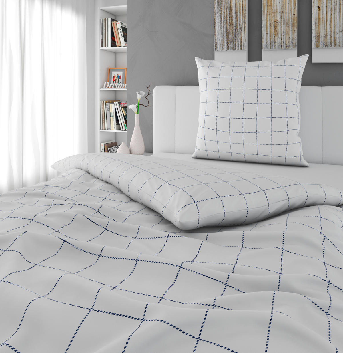 BETTWÄSCHE Satin 155/220 cm  - Blau/Weiß, Design, Textil (155/220cm) - Novel