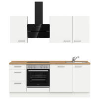 KÜCHENLEERBLOCK 210 cm   in Weiß, Eichefarben  - Edelstahlfarben/Eichefarben, MODERN, Holzwerkstoff/Metall (210cm) - Nobilia