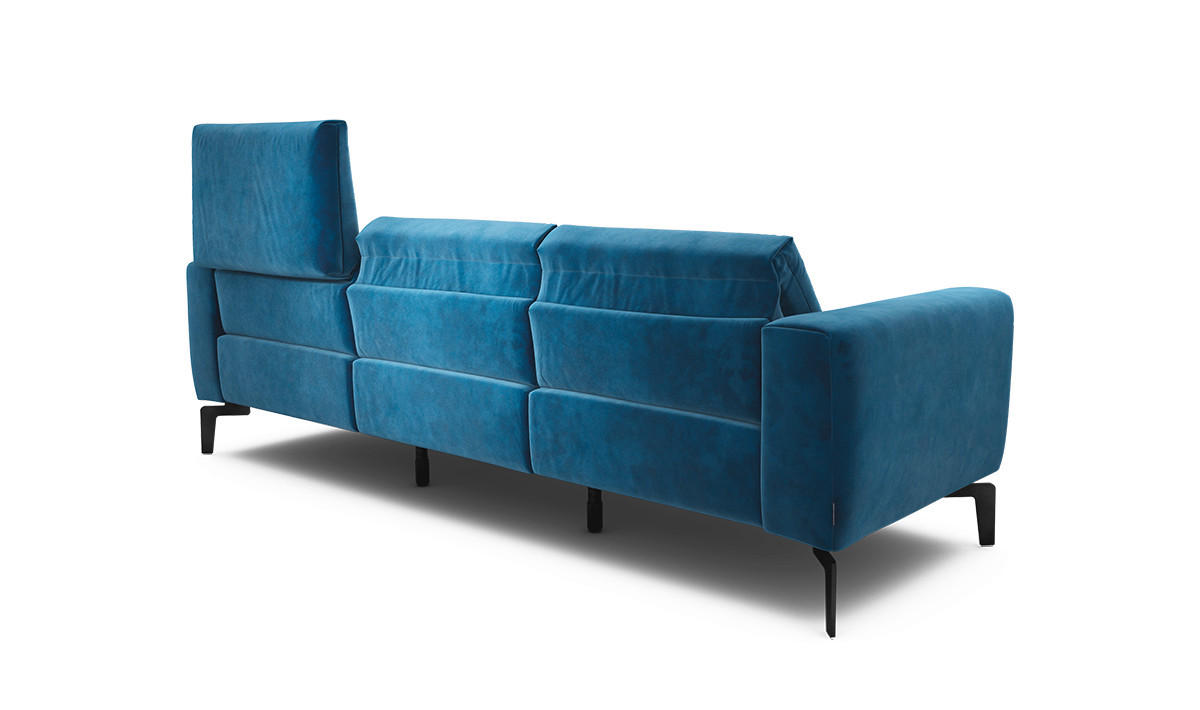 3-SITZER-SOFA Samt Blau  - Blau/Schwarz, Design, Textil/Metall (250/86/86-94cm) - SENSOO