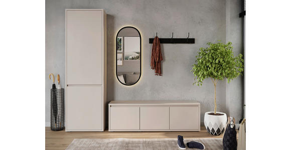 GARDEROBENSCHRANK Liv  in 60/195/33,8 cm  - Kaschmir/Schwarz, KONVENTIONELL, Holzwerkstoff (60/195/33,8cm) - Xora