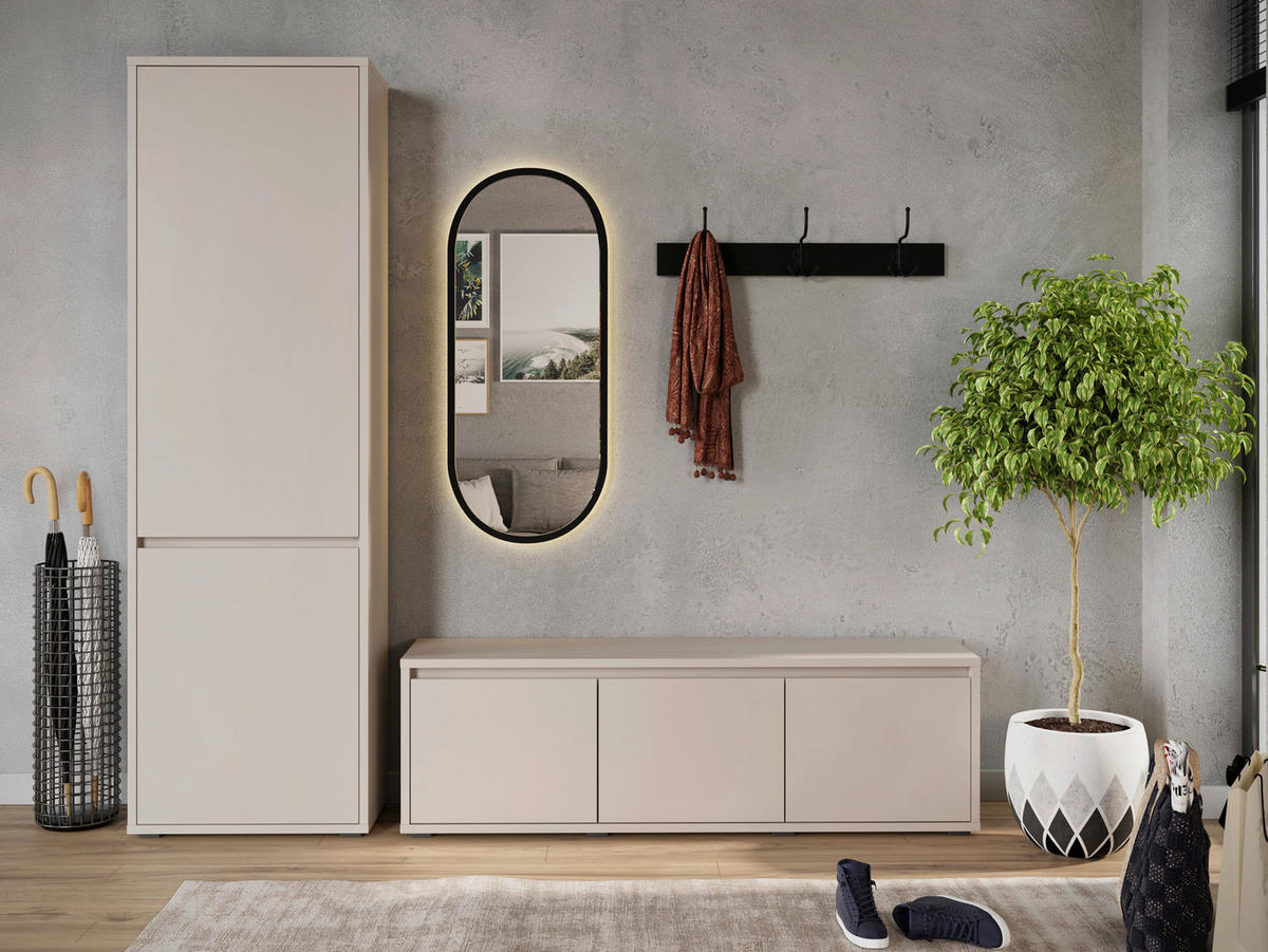 GARDEROBENBANK Liv  in 145,1/50,1/33,8 cm  - Kaschmir/Schwarz, KONVENTIONELL (145,1/50,1/33,8cm) - Xora