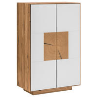 SCHUHSCHRANK Asteiche massiv Weiß, Eichefarben  - Eichefarben/Weiß, MODERN, Glas/Holz (72/112/37cm) - Linea Natura