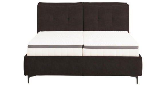 POLSTERBETT Matratze, Lattenrost, Topper Mokka 180/200 cm - Schwarz/Mokka, KONVENTIONELL, Leder/Holz (180/200cm) - Novel