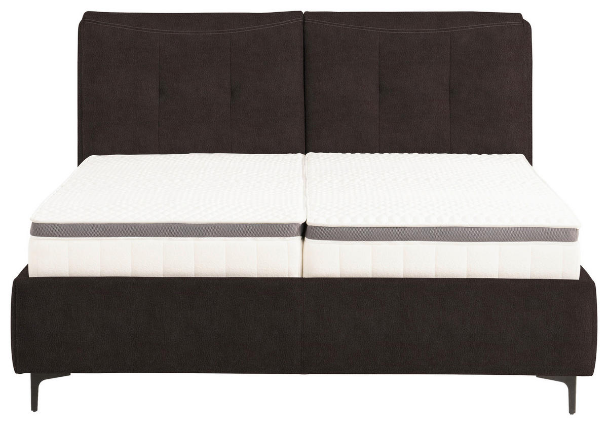 POLSTERBETT 160/200 cm  in Mokka  - Schwarz/Mokka, Konventionell, Leder/Holz (160/200cm) - Novel