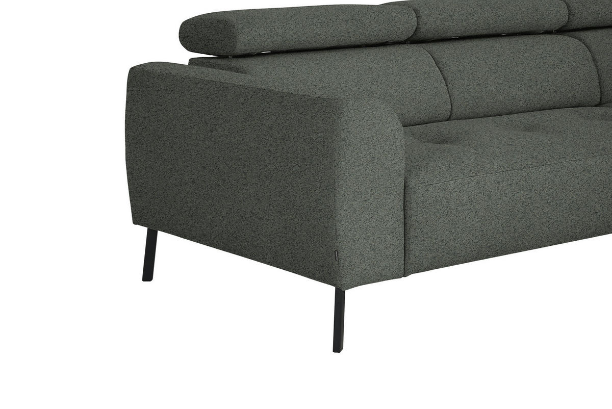 ECKSOFA in Struktur Grau  280/205 cm  - Schwarz/Grau, Design, Textil/Metall (280/205cm) - Xora