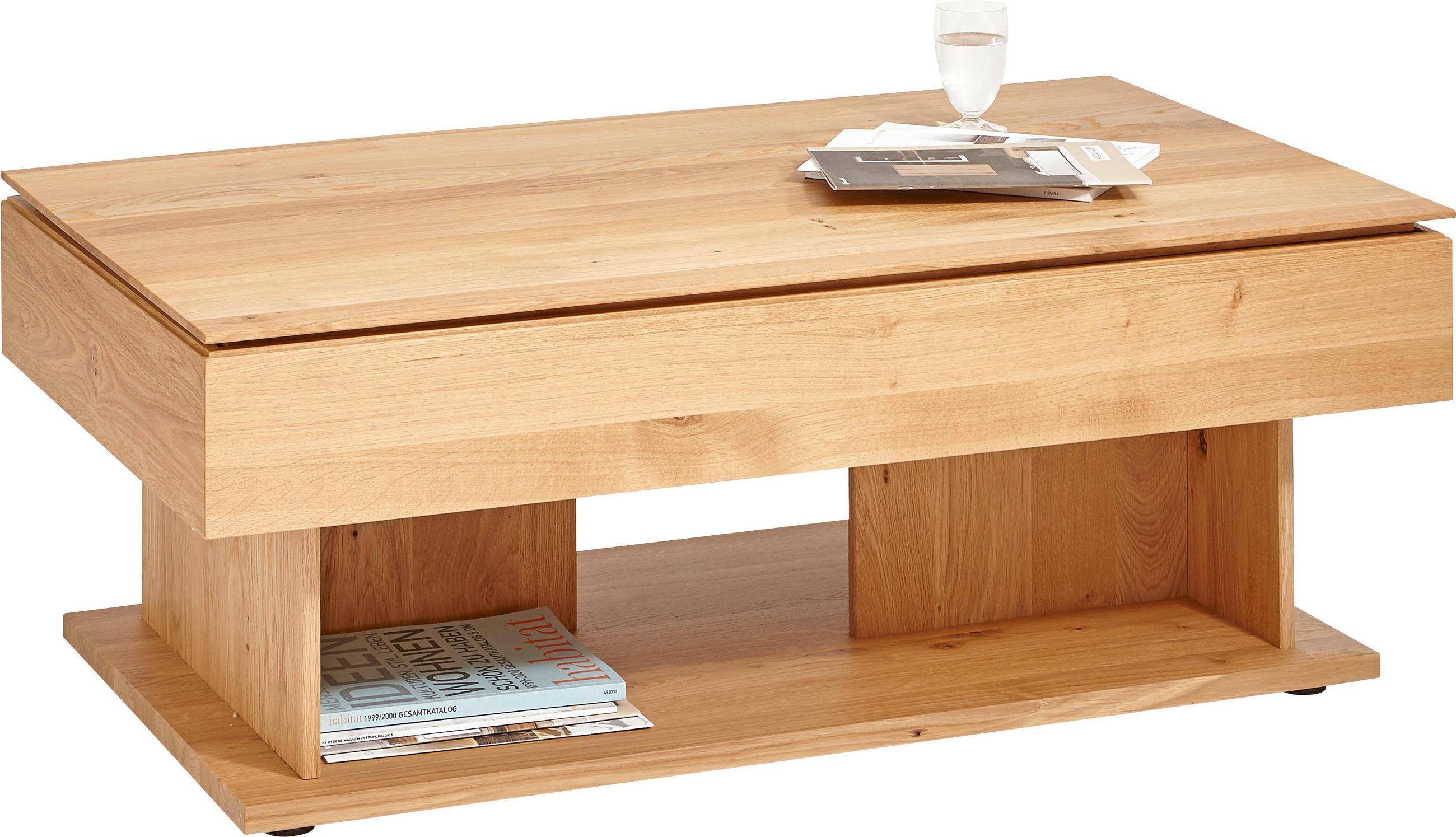 COUCHTISCH Wildeiche massiv 120/70/46-65 cm rechteckig Eichefarben  - Eichefarben, KONVENTIONELL, Holz (120/70/46-65cm) - Valnatura